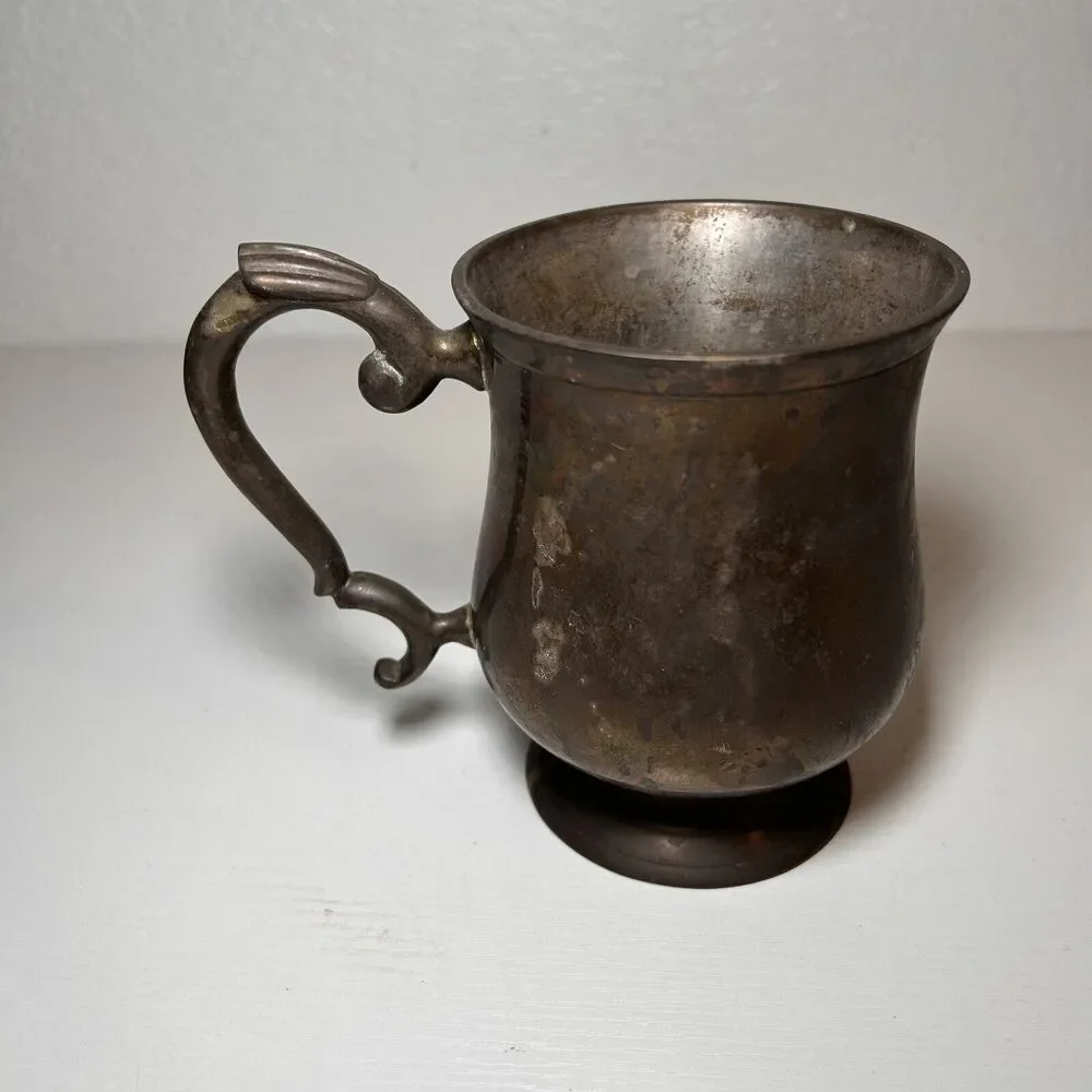 Vintage Bronze Mug Silver Plated Beer Stein Gift For Man Home Decor Antique...